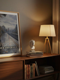 Nick and Charlie watercolour print on bookshelf – Alice Oseman fan gift
