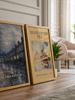 This Winter watercolour print framed by window – literary home decor