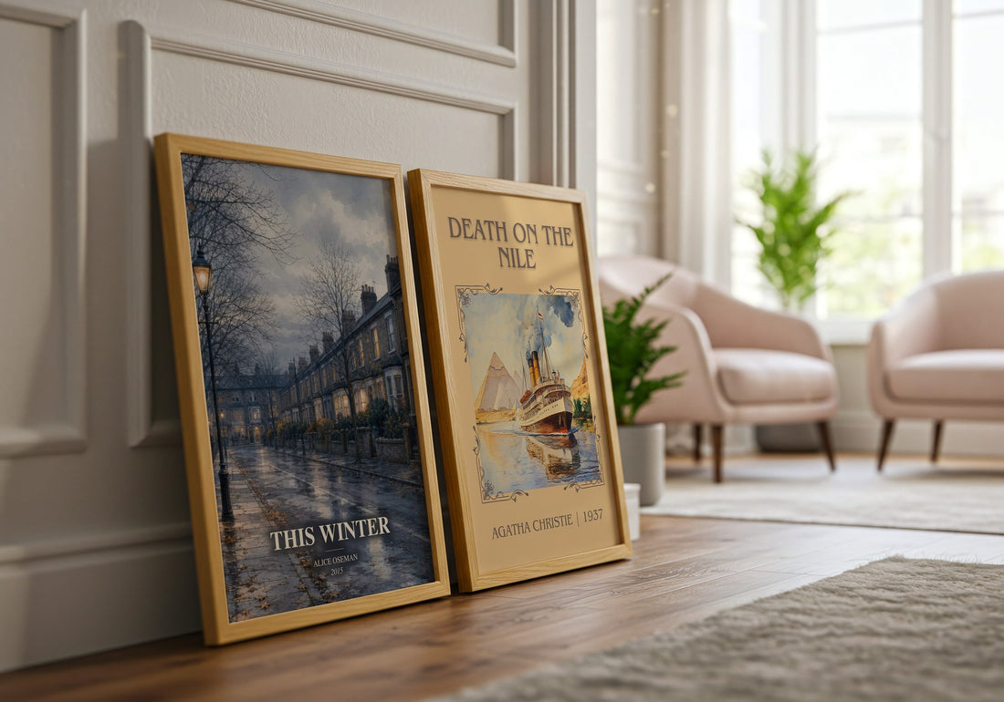 This Winter watercolour print framed by window – literary home decor