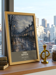 This Winter book cover print framed by window – literary home decor
