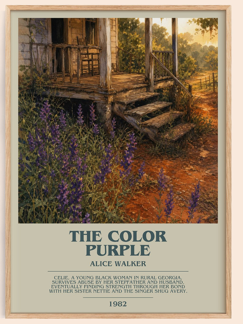 The Color Purple bookish book poster by Alice Walker – framed literary art print