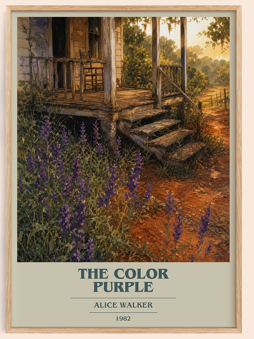 The Color Purple book cover book poster by Alice Walker – framed literary art print