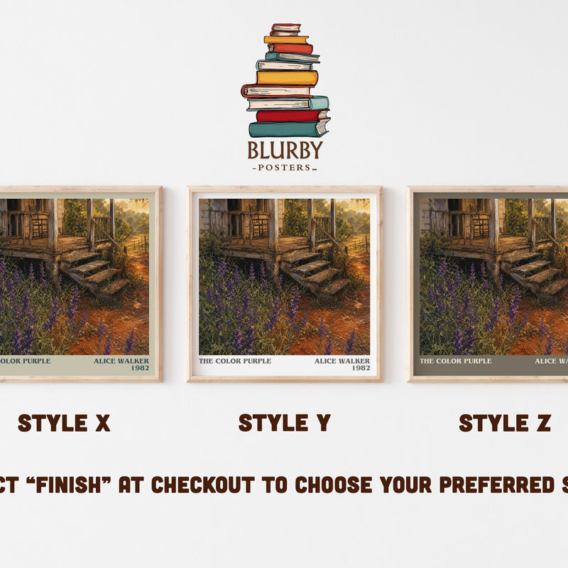 The Color Purple literary print in frame leaning in hallway – literary fiction wall art