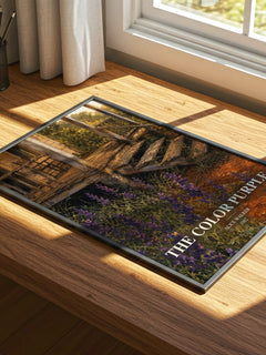 The Color Purple watercolour book poster framed on wall – literary fiction wall art