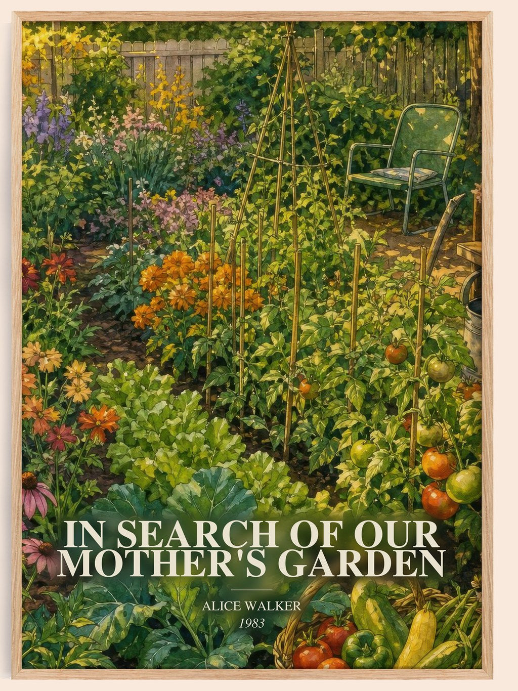In Search of Our Mother's Garden watercolour book poster by Alice Walker – framed literary art print