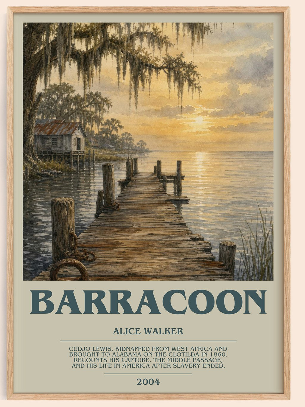 Barracoon bookish book poster by Alice Walker – framed literary art print