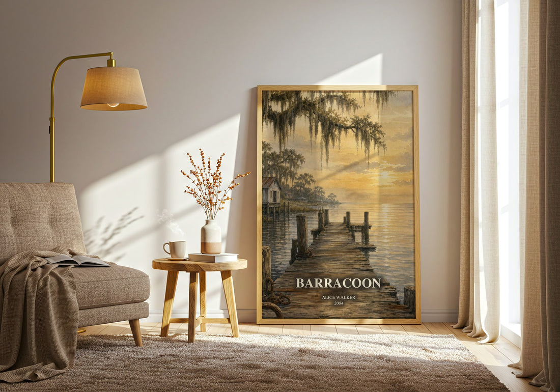Barracoon watercolour print in frame leaning in hallway – memoir wall art