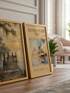 Barracoon watercolour print framed by window – literary home decor