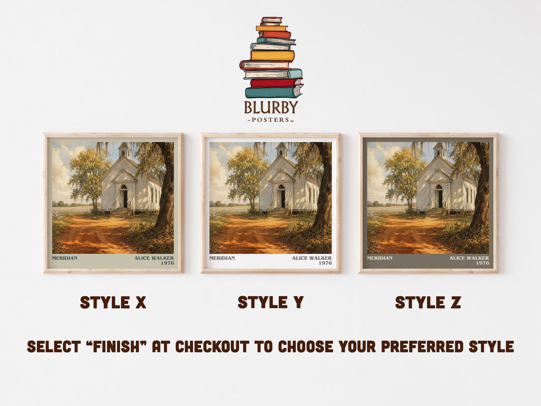 Meridian literary print in frame leaning in hallway – literary fiction wall art (mockup)