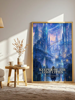 Keeper of the Lost Cities watercolour print in frame leaning in hallway – fantasy wall art