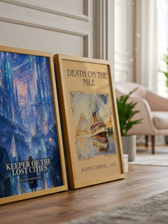 Keeper of the Lost Cities watercolour print framed by window – literary home decor