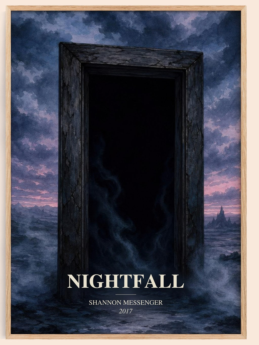 Nightfall watercolour book poster by Shannon Messenger – framed literary art print