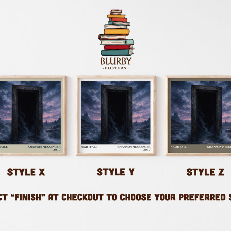 Nightfall literary print in frame leaning in hallway – young adult wall art