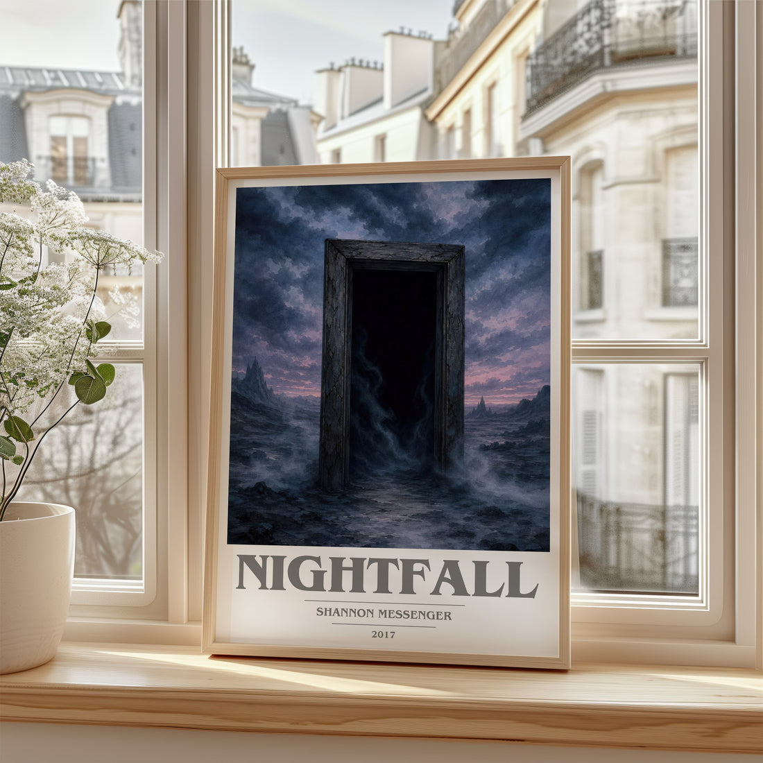Nightfall book cover poster colour and style options – Shannon Messenger book art