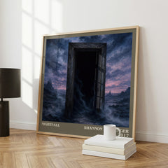Nightfall literary print framed by window – literary home decor