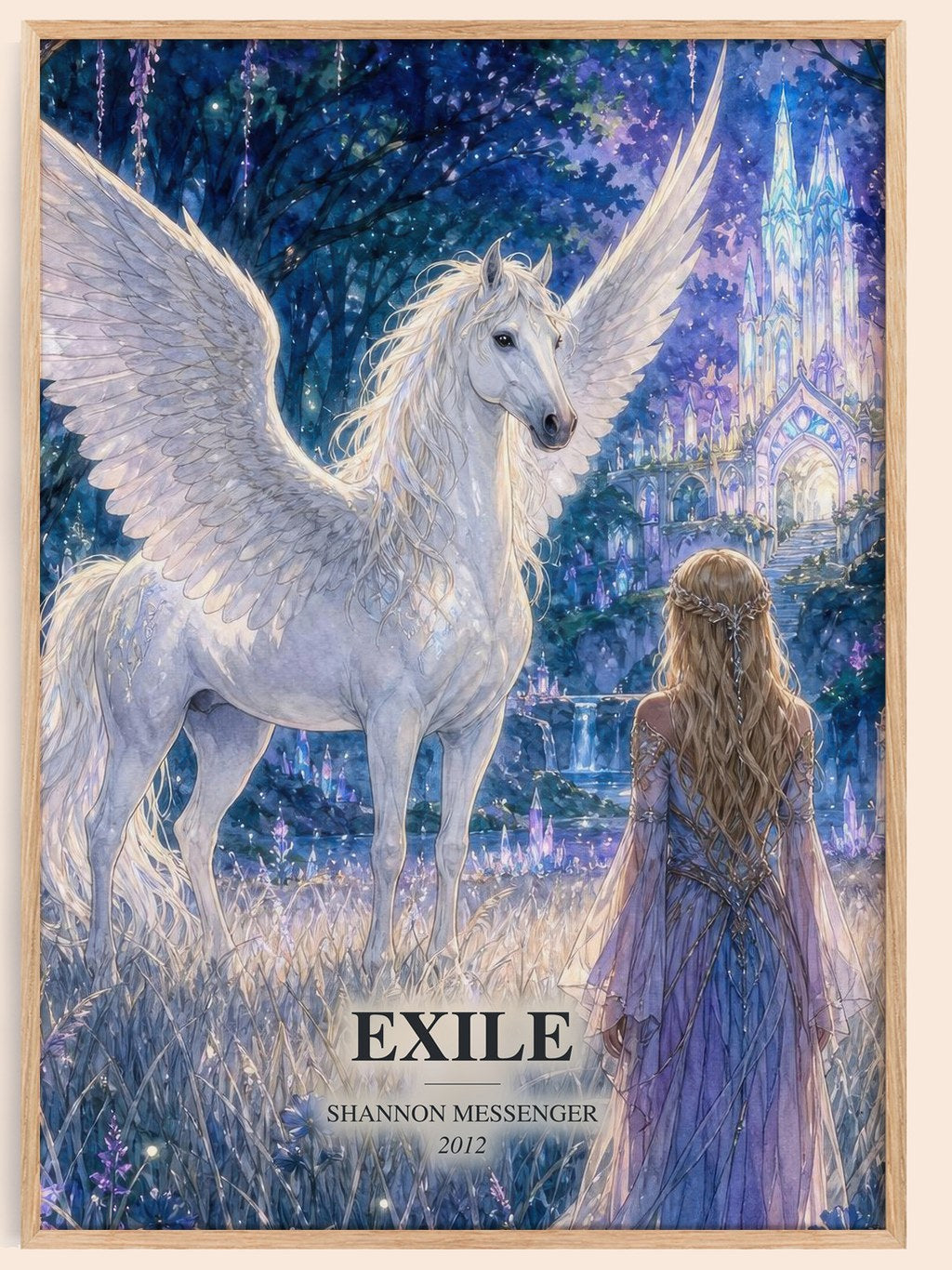Exile watercolour book poster by Shannon Messenger – framed literary art print