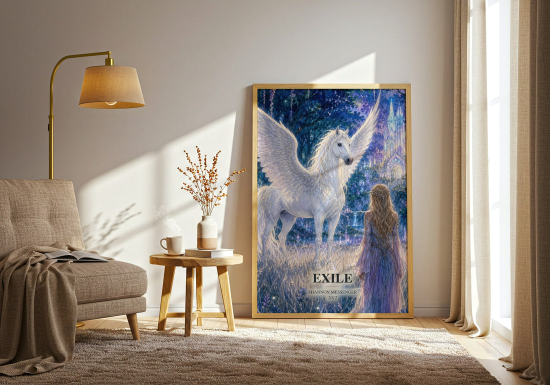 Exile watercolour print in frame leaning in hallway – fantasy wall art