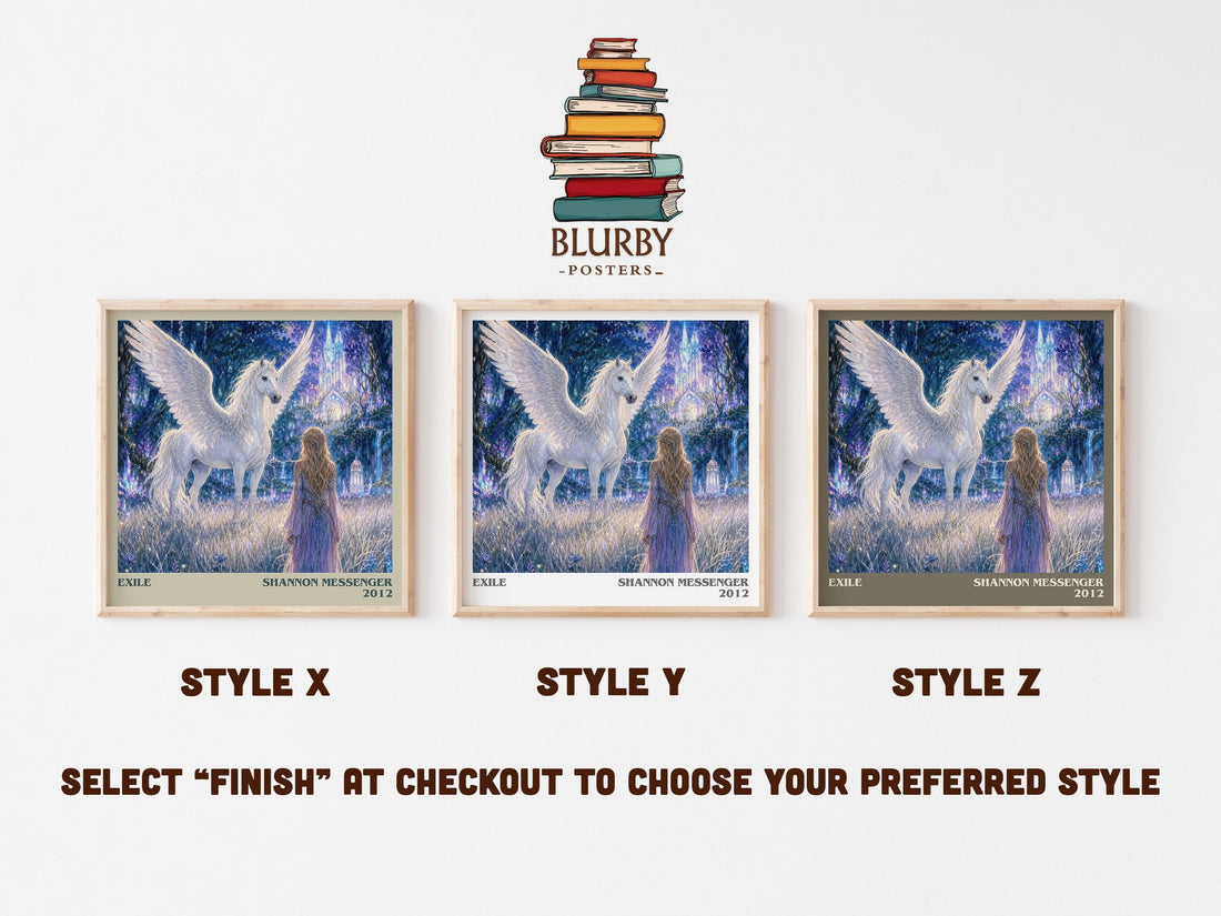 Exile literary print in frame leaning in hallway – fantasy wall art (mockup)