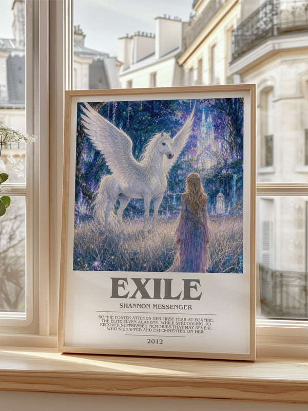 Exile bookish poster colour and style options – Shannon Messenger book art