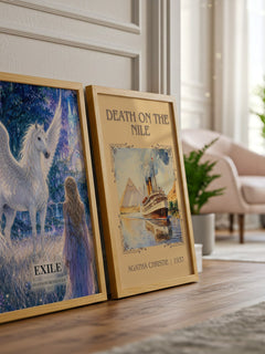 Exile watercolour print framed by window – literary home decor