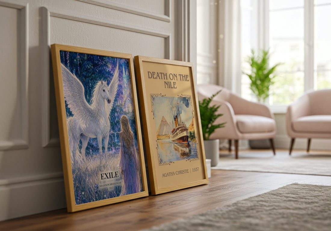 Exile watercolour print framed by window – literary home decor