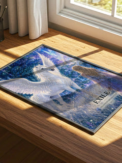 Exile watercolour book poster framed on wall – fantasy wall art