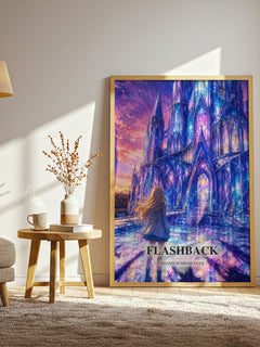 Flashback watercolour print in frame leaning in hallway – fantasy wall art
