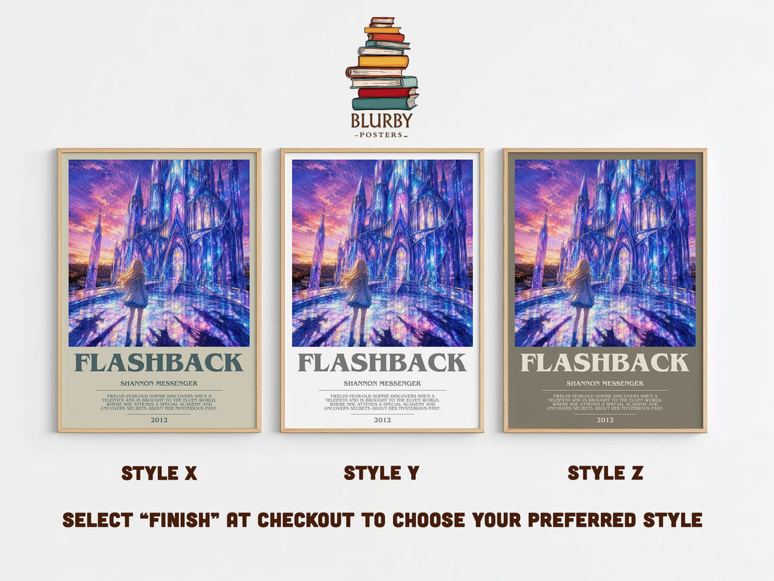 Flashback bookish print in frame leaning in hallway – fantasy wall art (mockup)