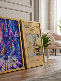 Flashback watercolour print framed by window – literary home decor