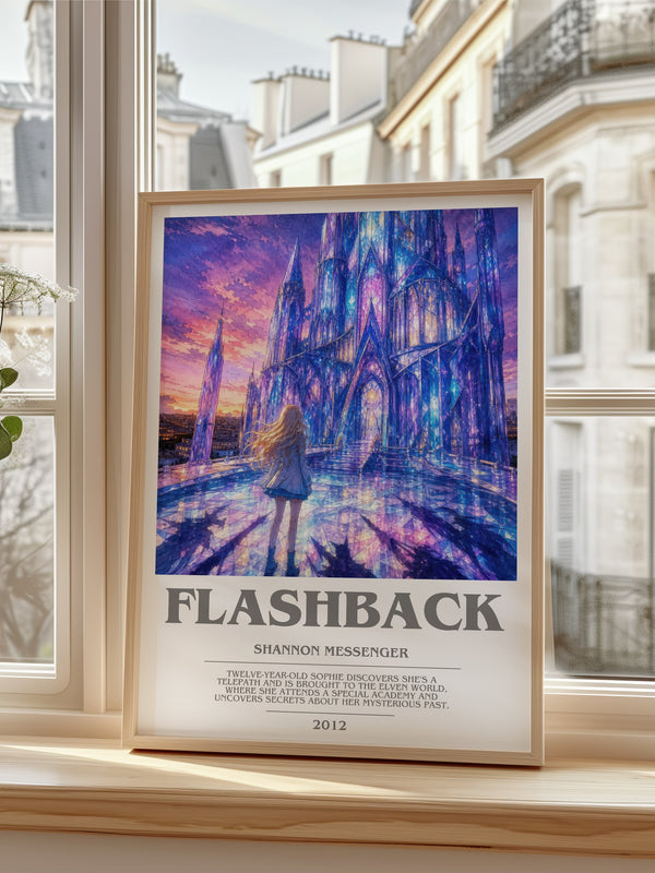 Flashback Bookish Wall Art by Shannon Messenger – framed print by a bright window