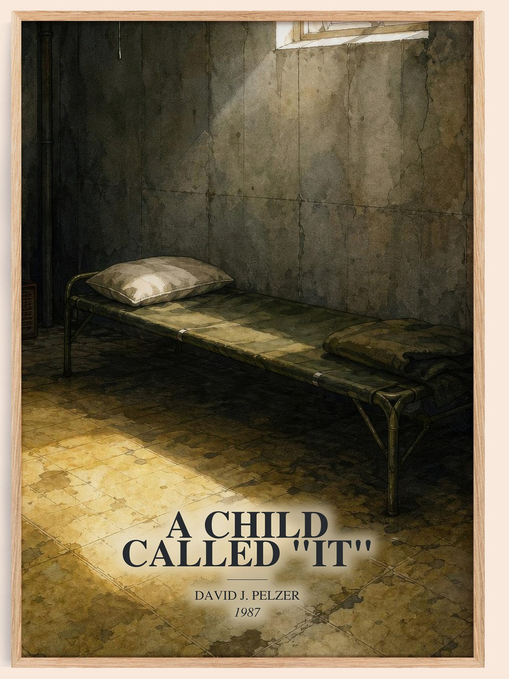 A child called "it" watercolour book poster by David J. Pelzer – framed literary art print