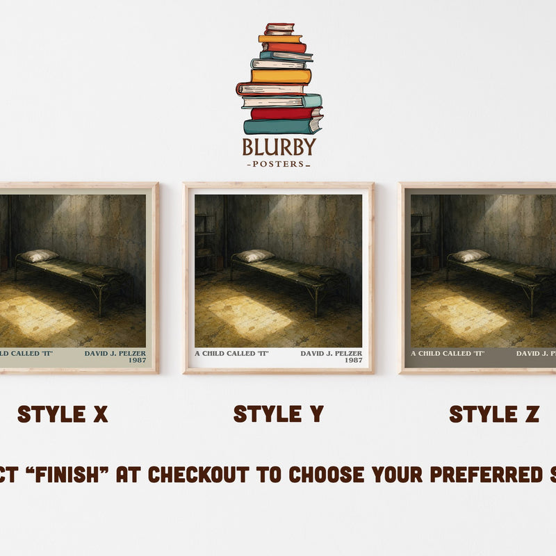 A child called "it" literary print in frame leaning in hallway – memoir wall art