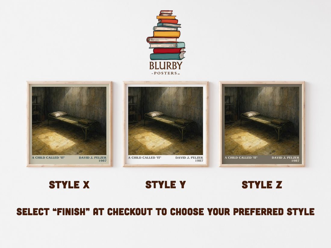 A child called "it" literary print in frame leaning in hallway – memoir wall art (mockup)