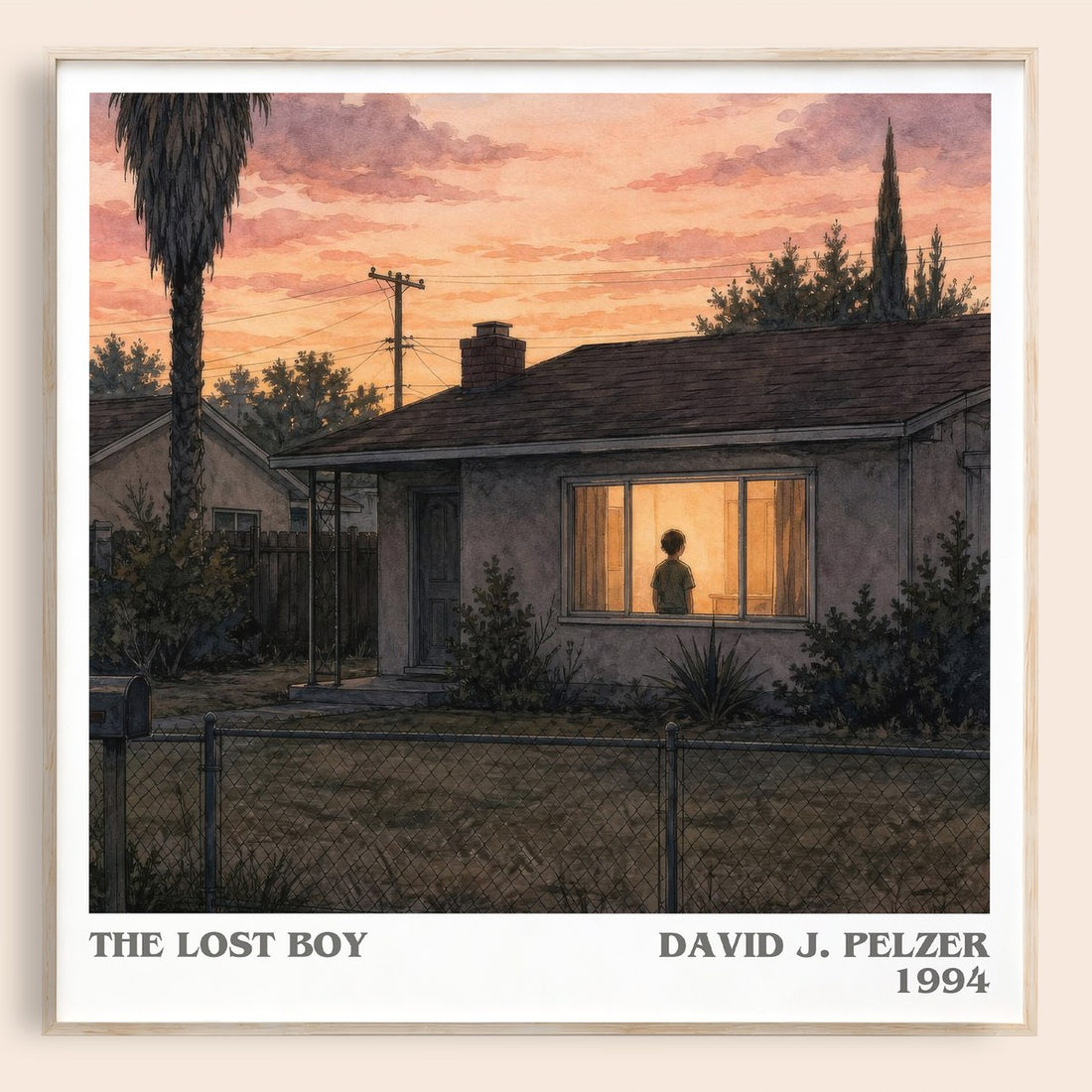 The lost boy literary book poster by David J. Pelzer – framed literary art print