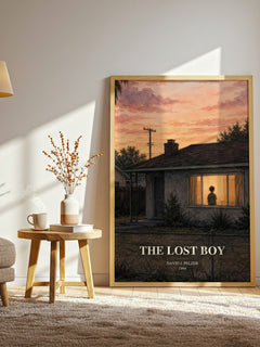 The lost boy watercolour print in frame leaning in hallway – memoir wall art