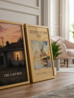 The lost boy watercolour print framed by window – literary home decor