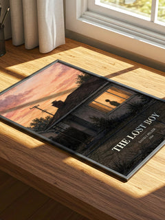 The lost boy watercolour book poster framed on wall – memoir wall art