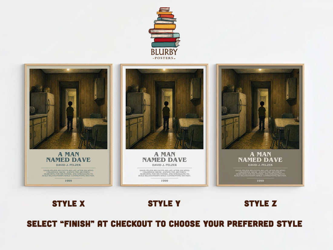 A man named Dave bookish print in frame leaning in hallway – memoir wall art (mockup)