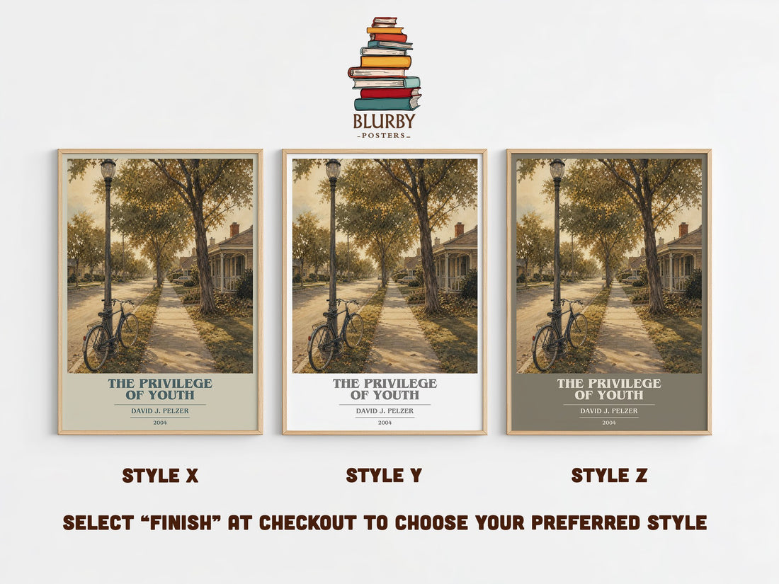 The Privilege of Youth book cover print in frame leaning in hallway – memoir wall art (mockup)