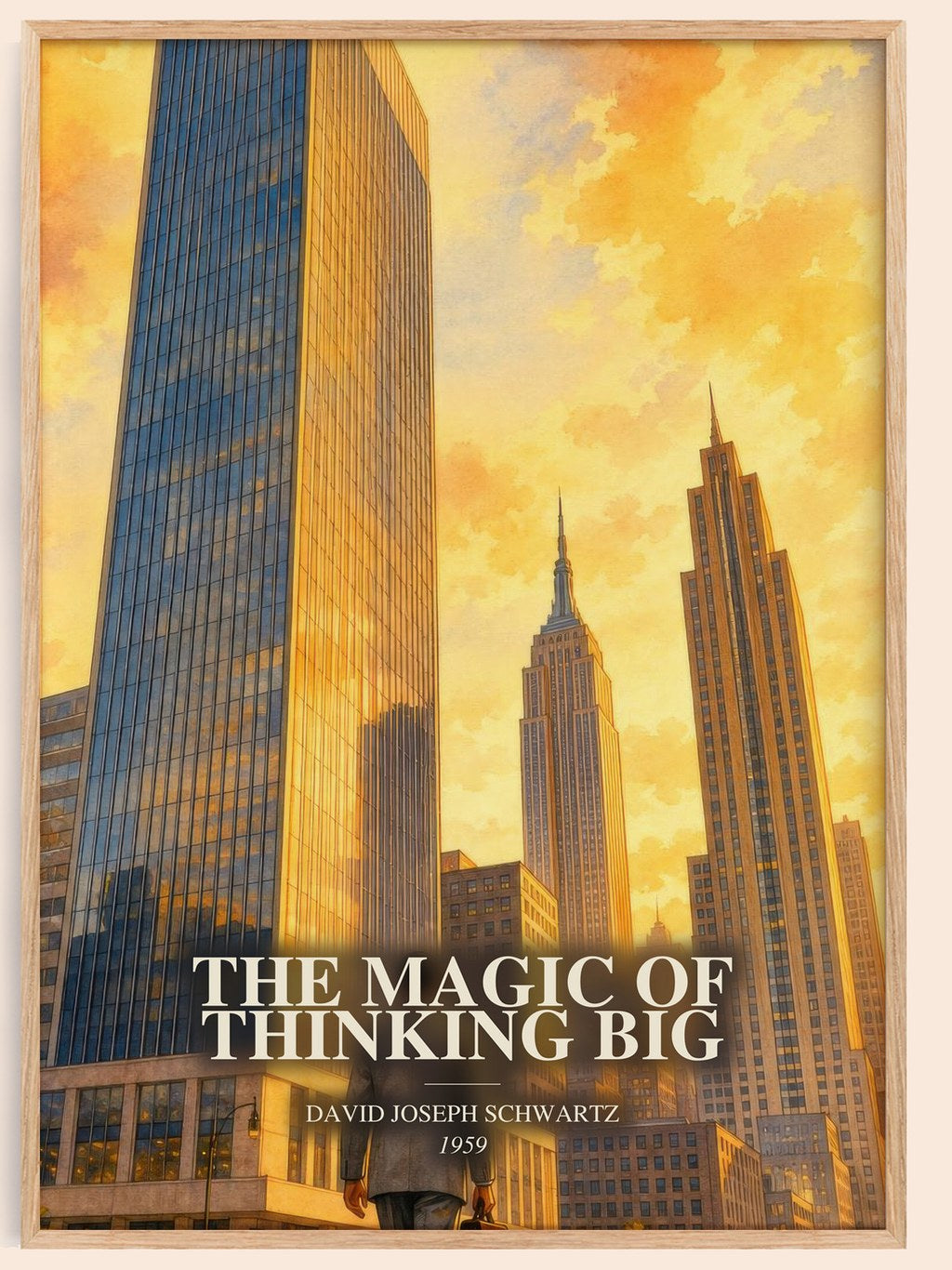 The Magic of Thinking Big watercolour book poster by David Joseph Schwartz – framed literary art print