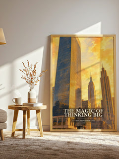 The Magic of Thinking Big watercolour print in frame leaning in hallway – non fiction wall art