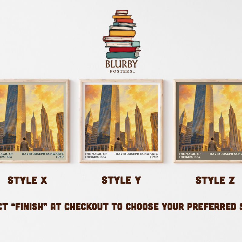 The Magic of Thinking Big literary print in frame leaning in hallway – non fiction wall art