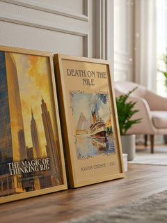The Magic of Thinking Big watercolour print framed by window – literary home decor