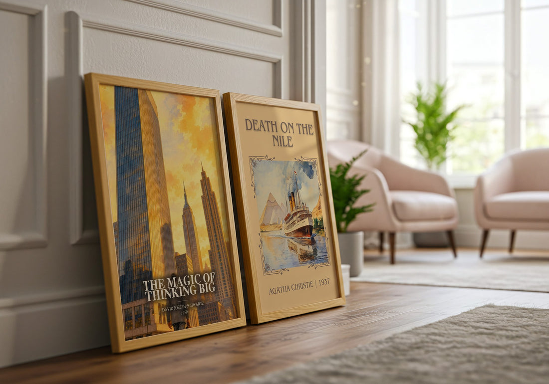 The Magic of Thinking Big watercolour print framed by window – literary home decor