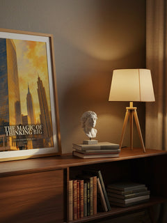 The Magic of Thinking Big watercolour print on bookshelf – David Joseph Schwartz fan gift