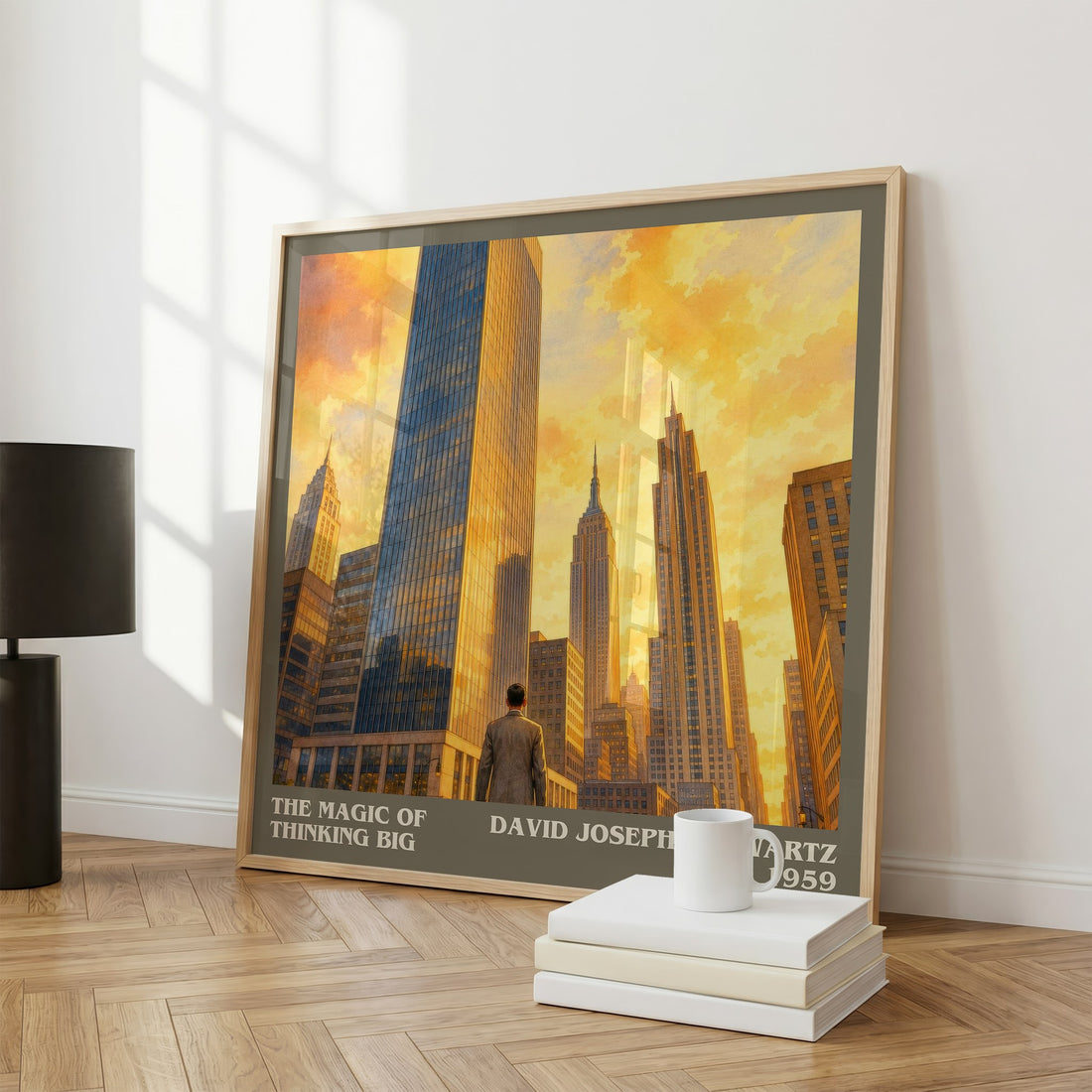 The Magic of Thinking Big literary print framed by window – literary home decor