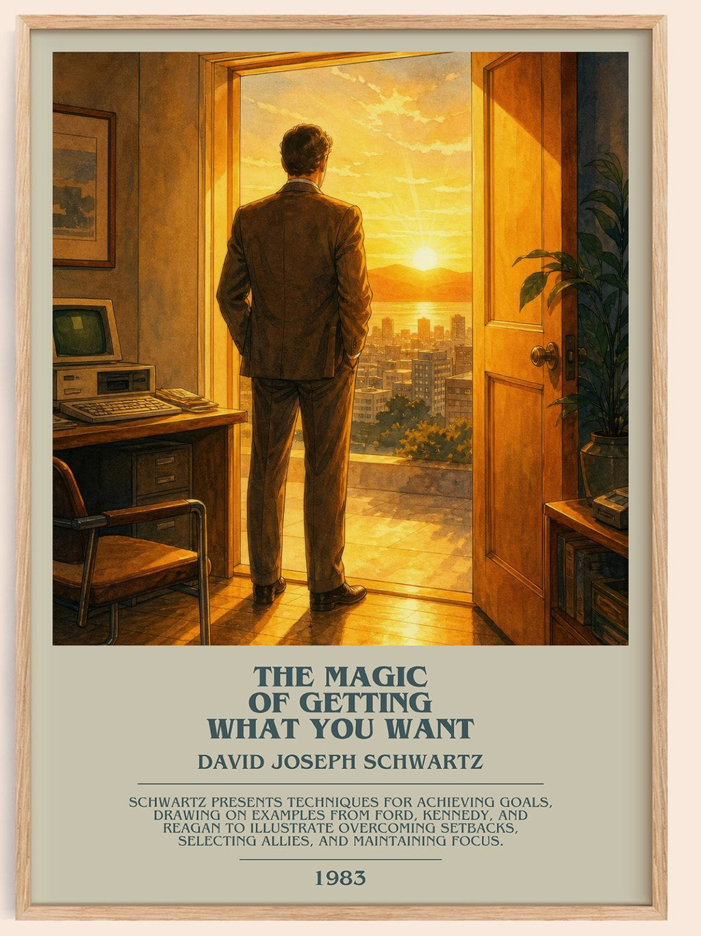 The Magic of Getting What You Want bookish book poster by David Joseph Schwartz – framed literary art print