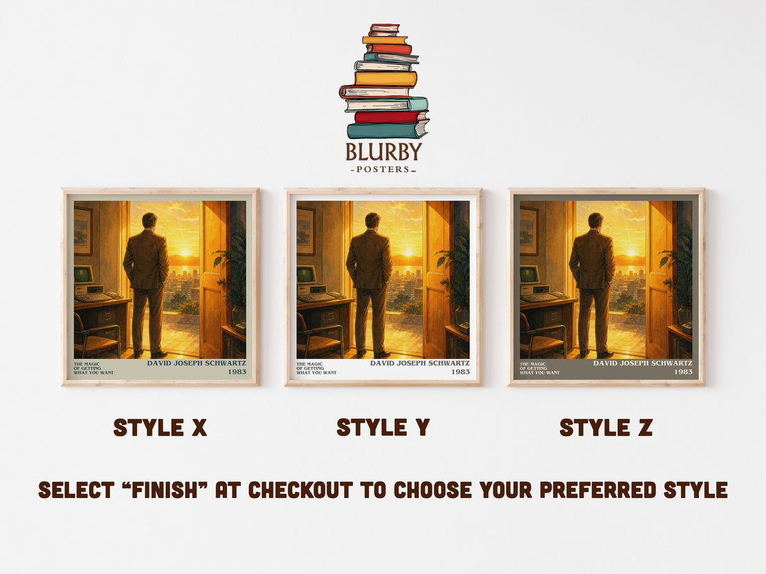 The Magic of Getting What You Want literary print in frame leaning in hallway – non fiction wall art (mockup)