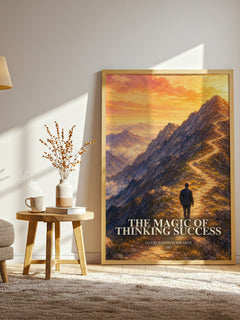 The Magic of Thinking Success watercolour print in frame leaning in hallway – non fiction wall art