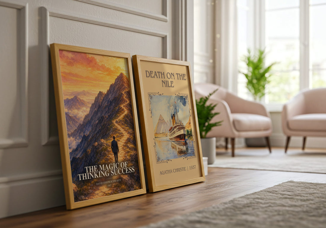 The Magic of Thinking Success watercolour print framed by window – literary home decor